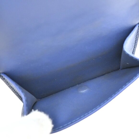 BOTTEGA VENETA INTRECCIATO Trifold Compact Wallet Leather Blue Italy 35KA812 - Picture 9 of 16